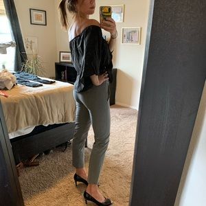 Gray Business Crop Pants